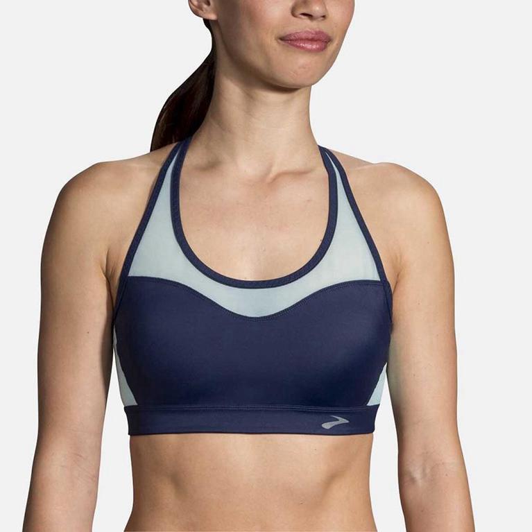 Brooks FastForward Crossback Running Bra - Women's - Blue (01689-FKQV)